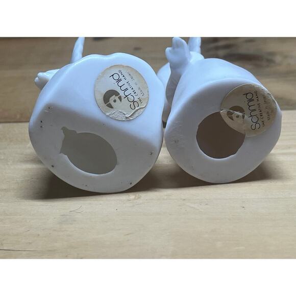 Vintage Schmid Bros Made In Japan Kissing Angels Bisque Figurines Boy Girl 3.5" - Picture 8 of 8